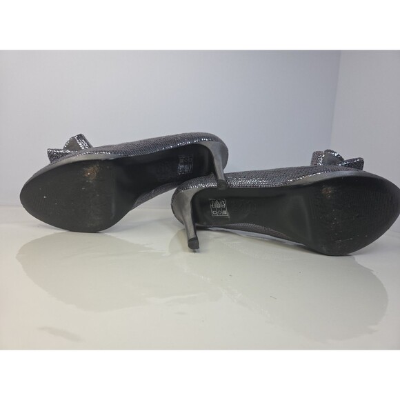 Moda Spana Cinderella Silver Rainbow Crystal Sparkle Bow Leather Pumps Sz 8.5 M - Picture 10 of 11